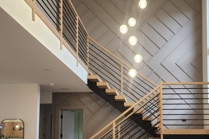 3 Stories High Geometric Patterns on Stair Case